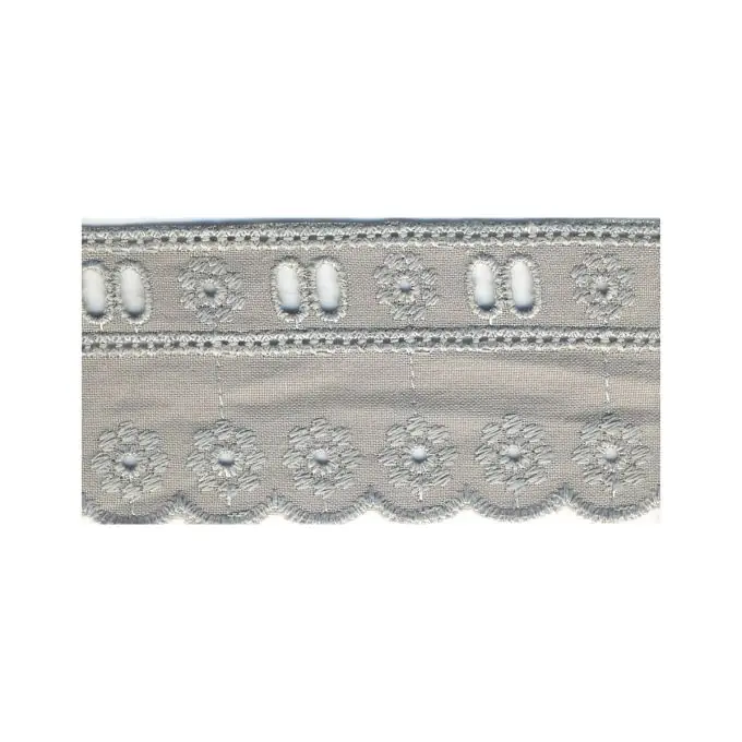 Neu Im Sortiment Band Broderie Anglaise Schlaufen Grau/Rosa 40mm