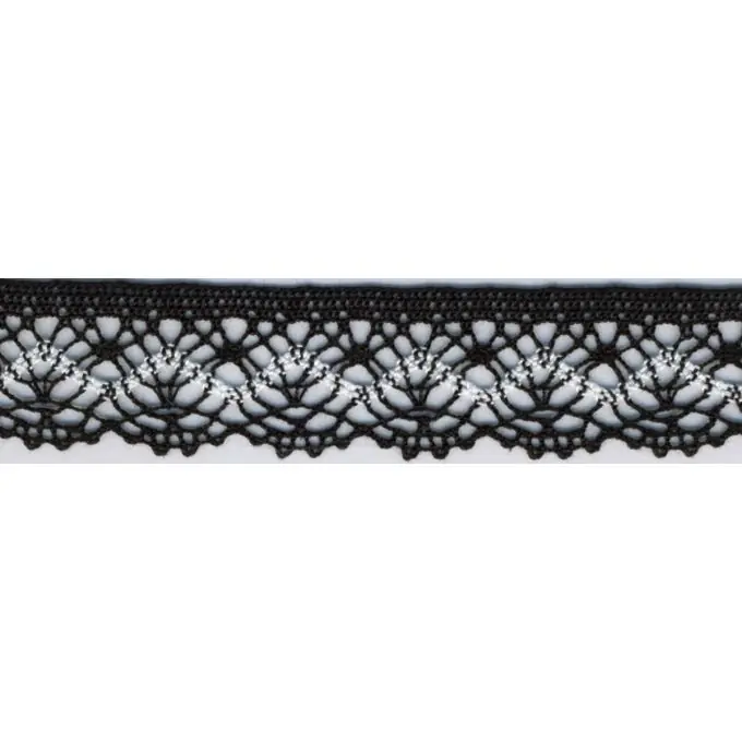 Jetzt Bestellen Spitze Baumwolle 22mm Schwarz Wellen Weiß