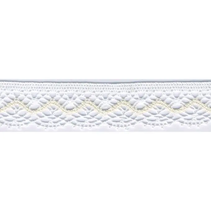 Expressversand Spitze Baumwolle 22mm Wellen Weiß/Ecru