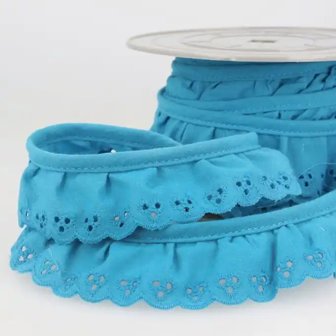 Highlight Band mit englischen Stickereien 34mm Blau