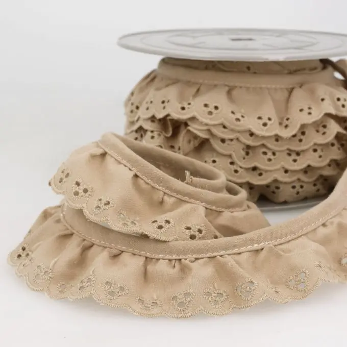 Wochenendangebot Band mit englischen Stickereien 34mm Taupe