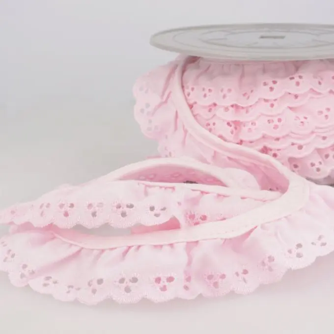 Band mit englischen Stickereien 34mm Flieder Sichere Zahlung