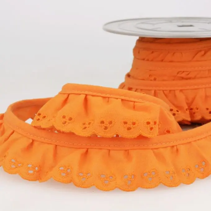 Band mit englischen Stickereien 34mm Orange Saisonangebot