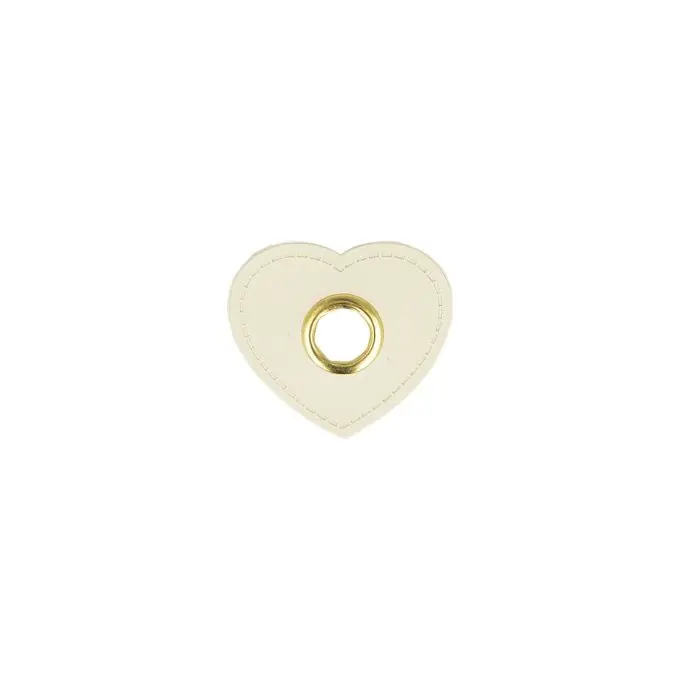 4 Ösen aus Kunstleder für Jacken und Pullover – 10mm Lochgröße Herz creme Expressversand
