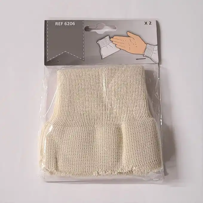 Sichere Zahlung Rippenbündchen für Jacken und Pullover – Ecru