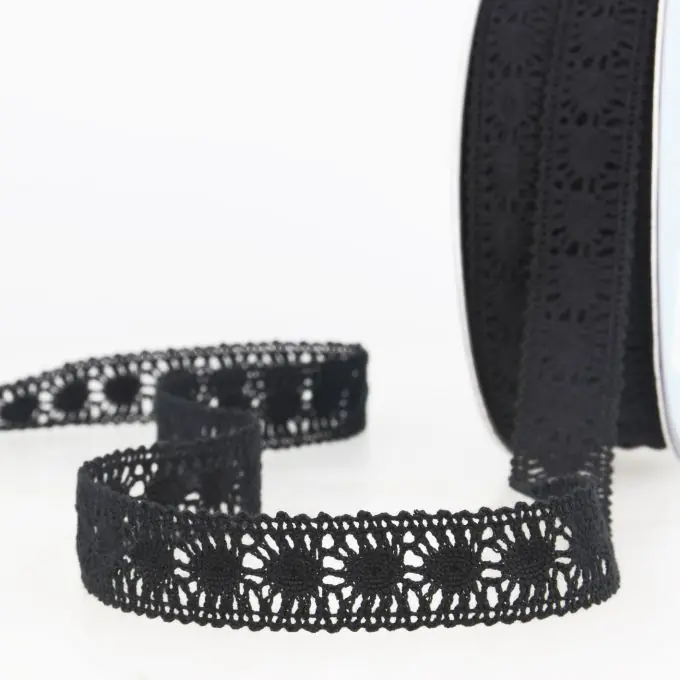 Elastisches Spitzenband Sonnen 20mm Schwarz Original