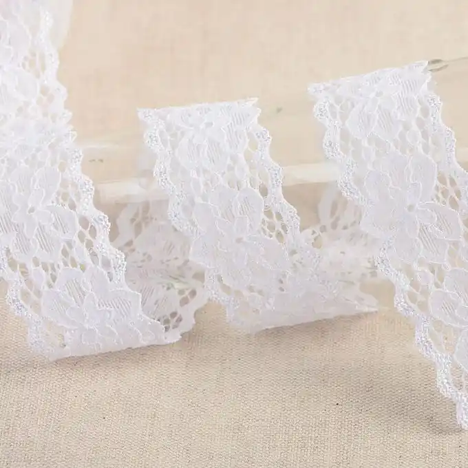 Spitzenband elastisch 25mm Weiß Premium