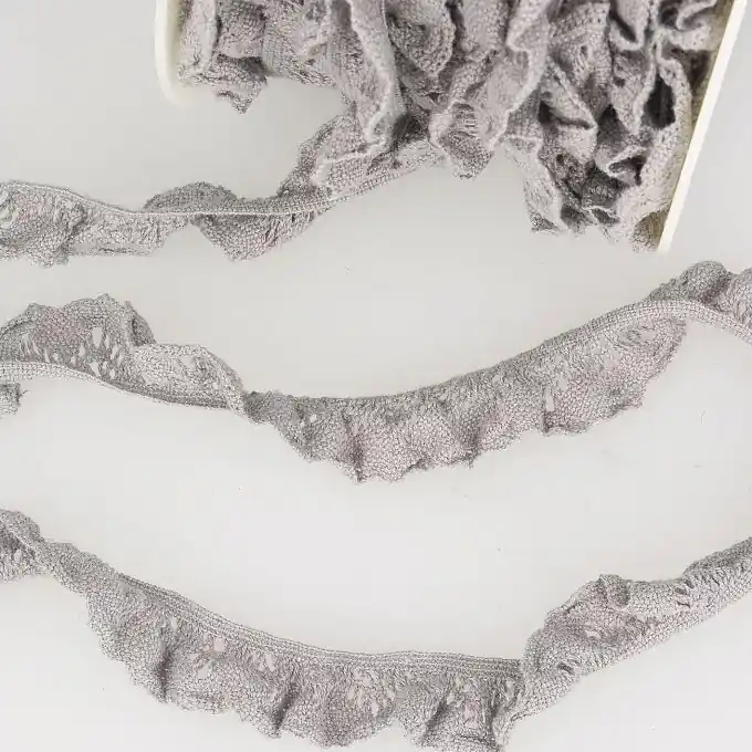 Bestpreis Gummiband Spitze Baumwolle Grau 22mm