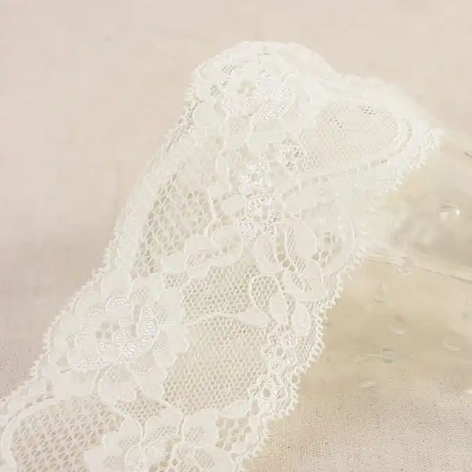 Elastisches Spitzenband Blumen 60mm Ecru Direktkauf