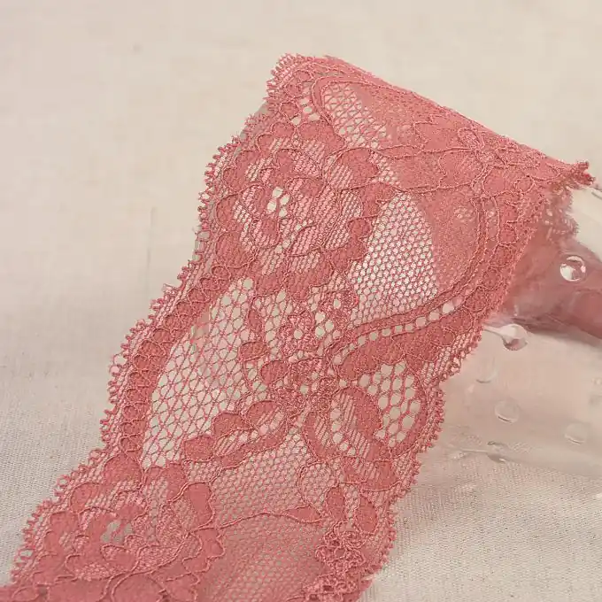 Elastisches Spitzenband Blumen 60mm Altrosa Schneller Versand