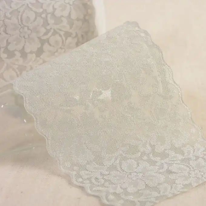 Elastisches Spitzenband Blumen 100mm Perlgrau Echt