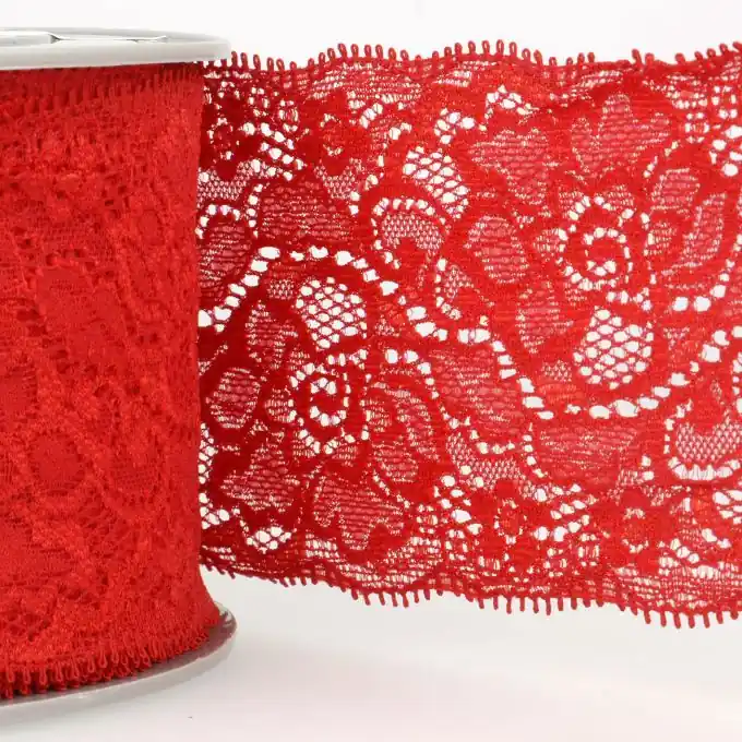 Im Trend Elastisches Spitzenband 80mm Rot