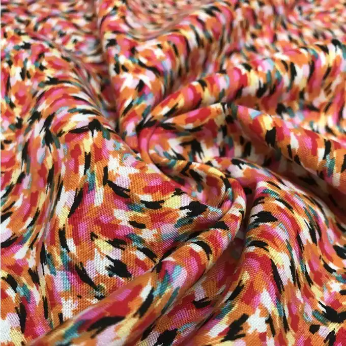 Popeline Viskose Coup de pinceau Rot Expressversand