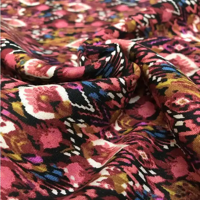 Popeline Viskose Ikat Rot Meistverkauft