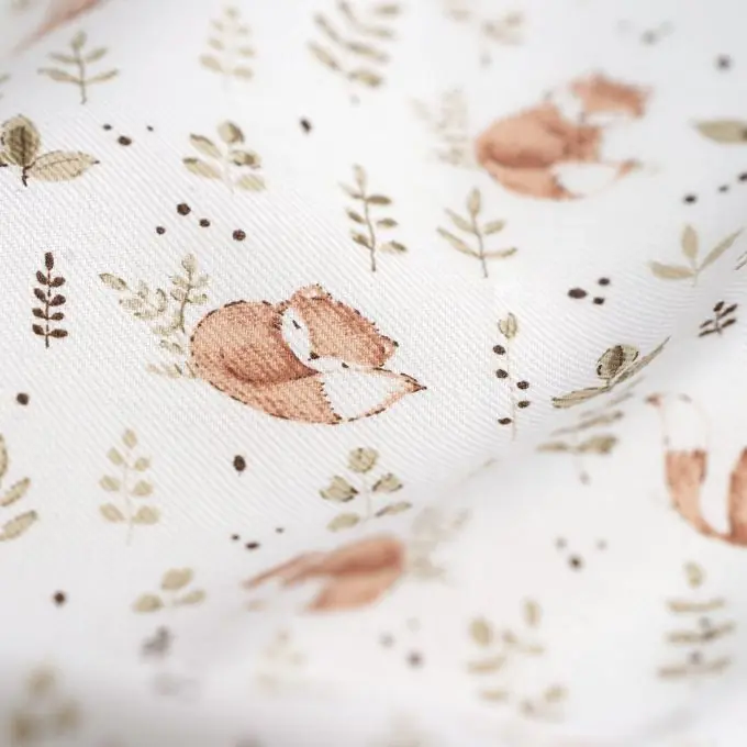 Popeline Bio Baumwolle Füchse Ecru Nur Für Kurze Zeit