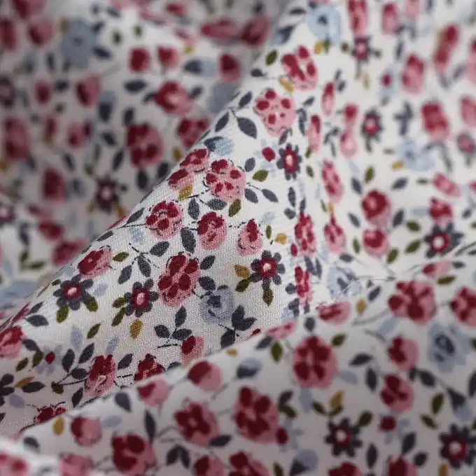 Popeline Bio Baumwolle Mini Blumen Grau Rosa Sale