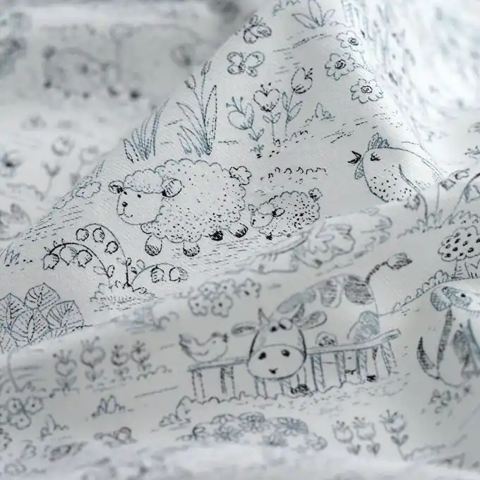 Popeline Bio Baumwolle Bauernhof Ecru Neu