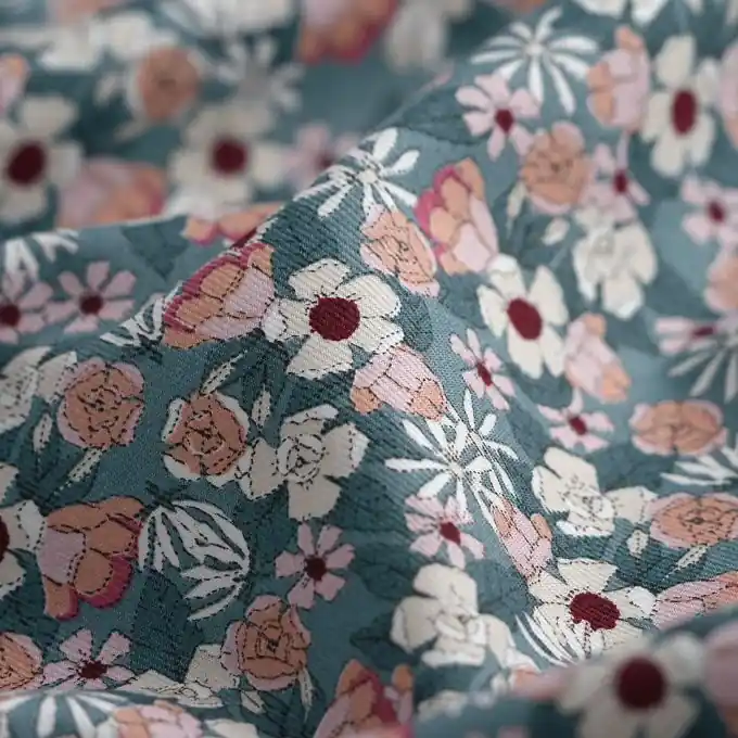 Popeline Bio Baumwolle Blumen Blau Preisreduziert