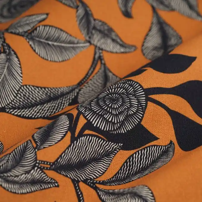 Kostenloser Rückversand Dicker Baumwollstoff Camélia orange