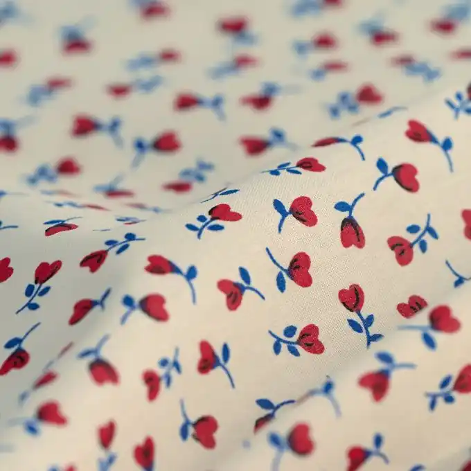 Popeline Baumwolle Rosen Elfenbeinfarben Gleich Bestellen