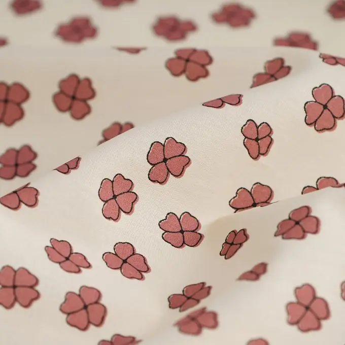 Popeline Baumwolle Kleeblätter Abricot Im Trend