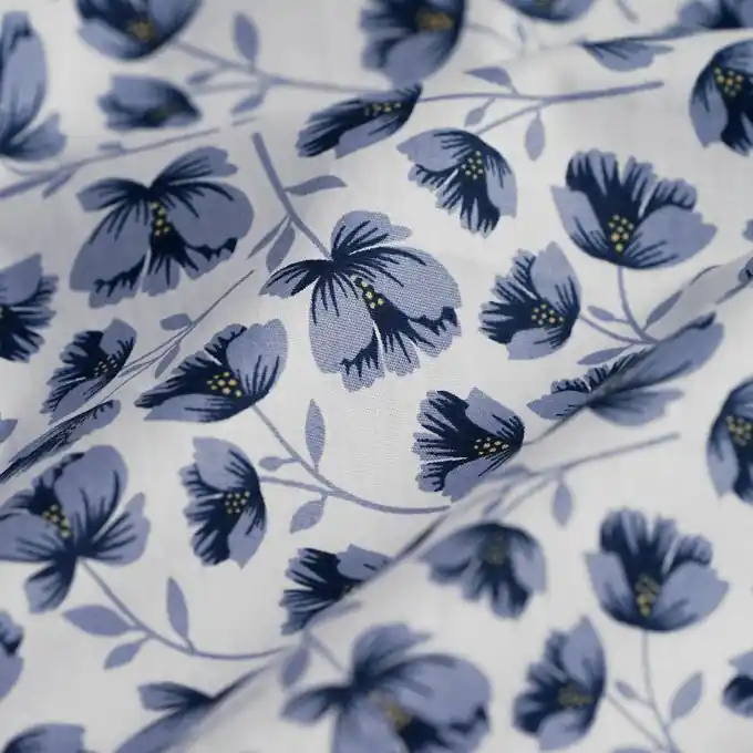 Garantierte Lieferung Popeline Baumwolle Blumen Weiß