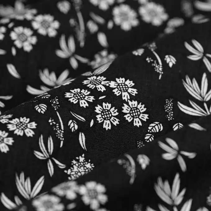 Popeline Baumwolle Blumen Nachtblau Günstig