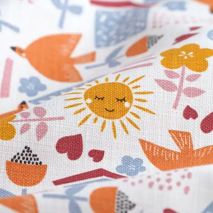 Ab Werk Dicker Baumwollstoff Slub Birdy Weiß