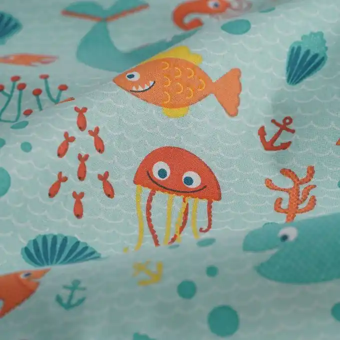 Markenware Cretonne Fiesta de la mer Blau