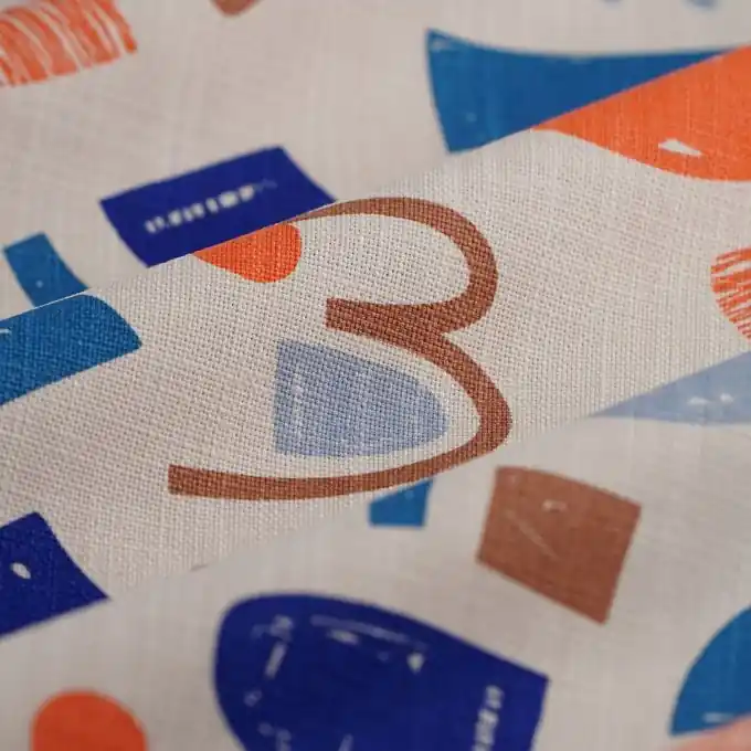 Bestpreis Baumwollstoff mit dicker Struktur und abstraktem weißem Kunstwerk