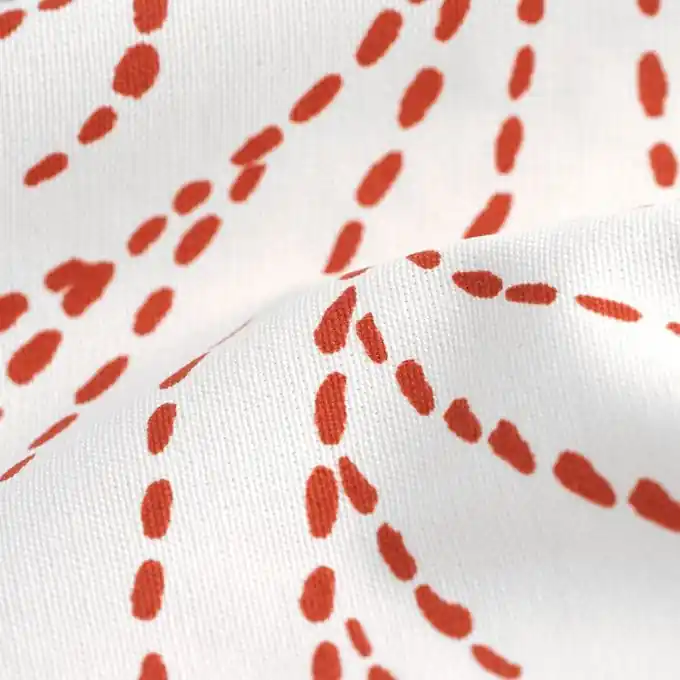 Markenprodukt Dicker Baumwollstoff Wellen Koralle/Weiß