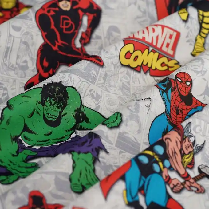 Begrenztes Angebot Baumwollstoff Cretonne Marvel Comics Grau