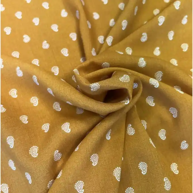 Gelber Senf Kaschmir Viskose Popeline Stoff Nur Heute