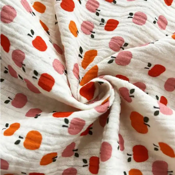 Musselin Baumwolle Äpfel Rosa Neu Im Sortiment