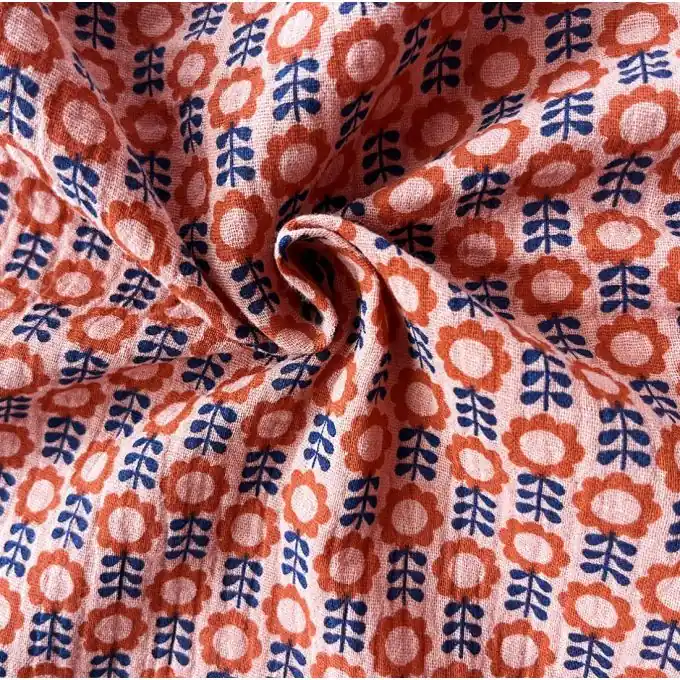 Musselin Baumwolle Blumen Rosa Abverkauf