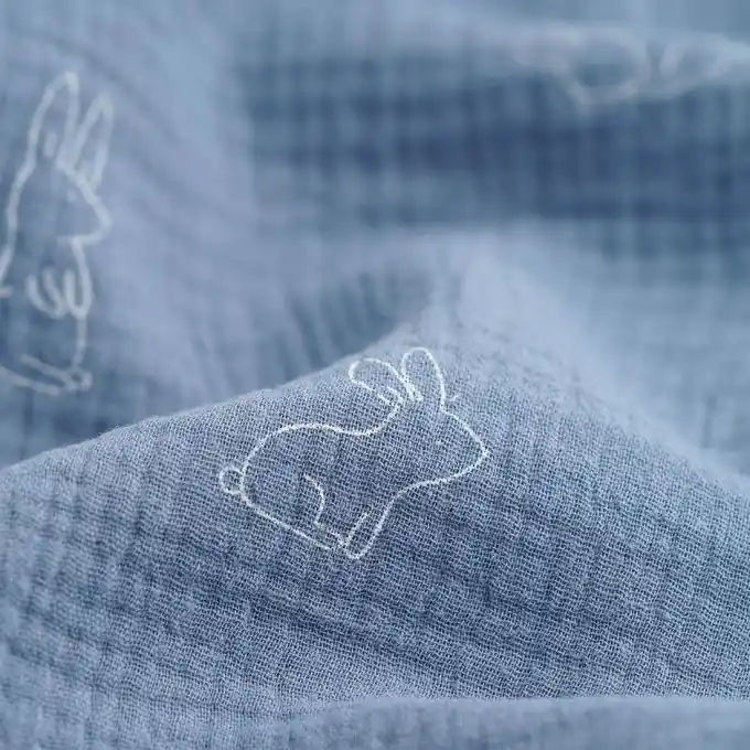 Wochenendangebot Doppelte Gaze Baumwolle Hasen Blau