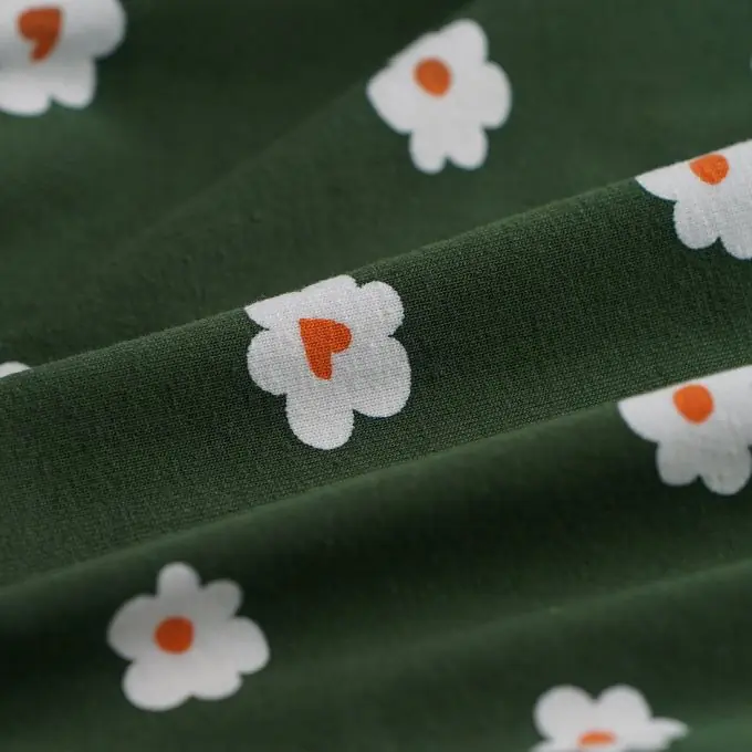 Baumwolljersey Herzen Grün Ausverkauf