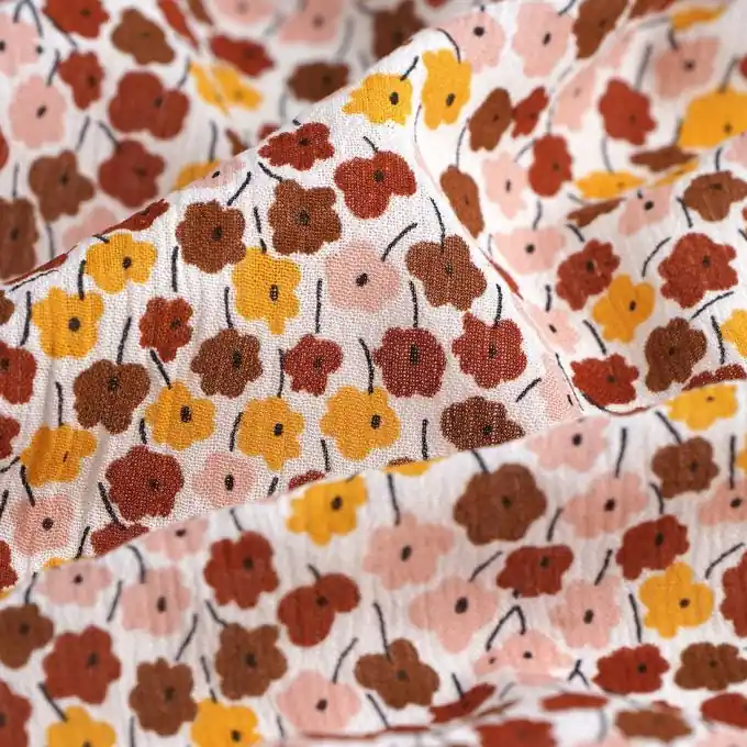 Top-Preis Viskose-Kreppstoff Blumen orange