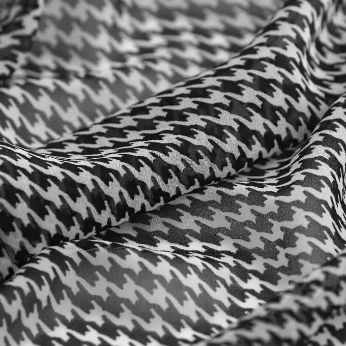 Highlight Chiffon Polyester recycelt Hahnentrittmuster