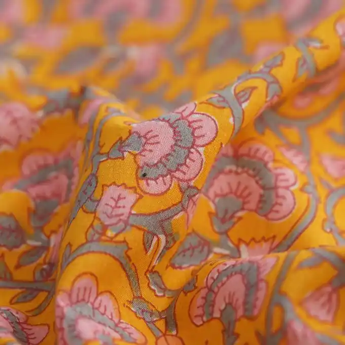 Bio-Indischer Baumwollbatist in Ockerfarbe Neu