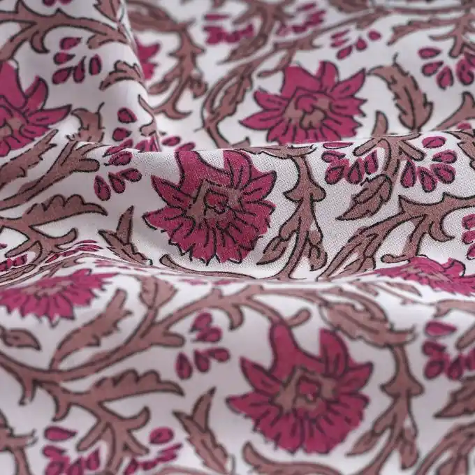 Stoff in Bordeaux und Ecru Geld-Zurück-Garantie