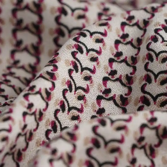 Viskose-Krepp geometrische Motive naturfarben Kracherpreis