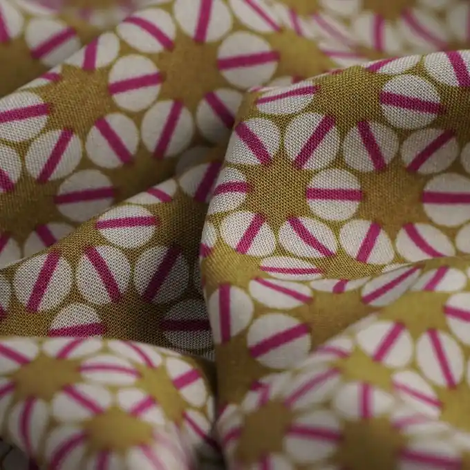 Bestseller Viskose-Popeline Kreise écru