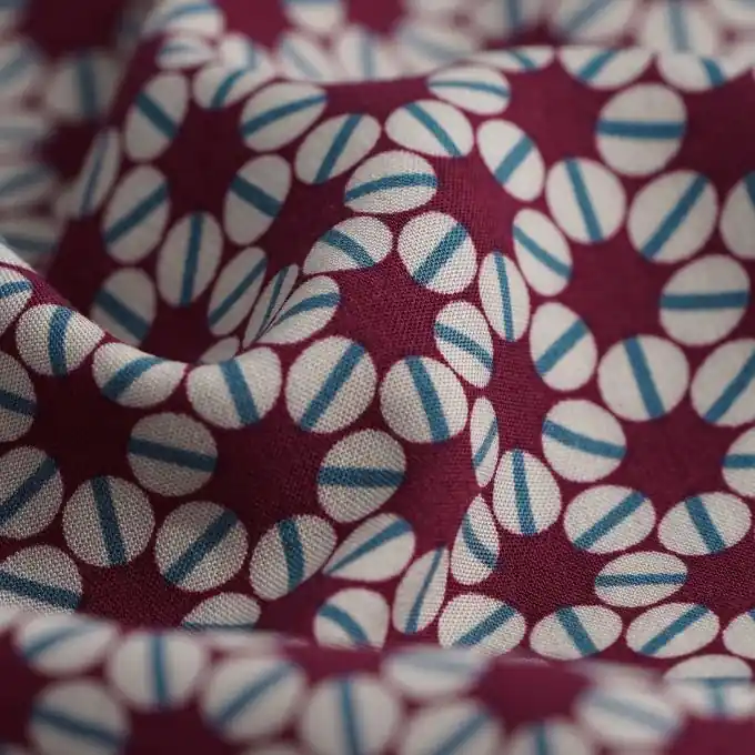 Günstig Viskose-Popeline Kreise bordeauxrot