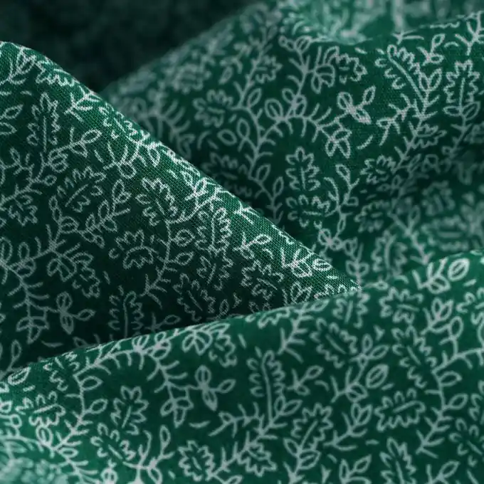Top-Qualität Baumwoll-Popeline-Stoff mit grünem Blattmuster