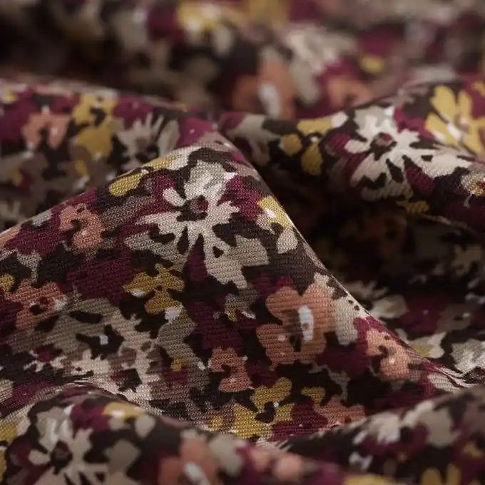 Twill-Viskose Ringelblumen pflaumenfarben Nur Heute