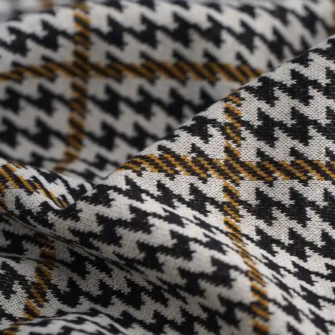 Jersey Polyester Hahnentritt beige Echt