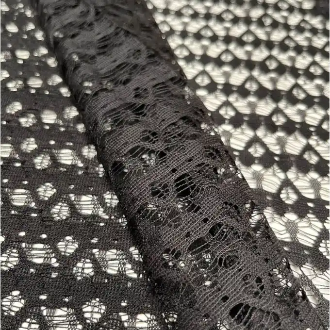 Handgefertigt Spitzenstoff Polyamide geometrisch gemustert schwarz