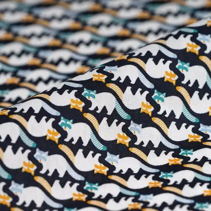 Baumwoll-Popeline Waschbären marineblau Weltweiter Versand