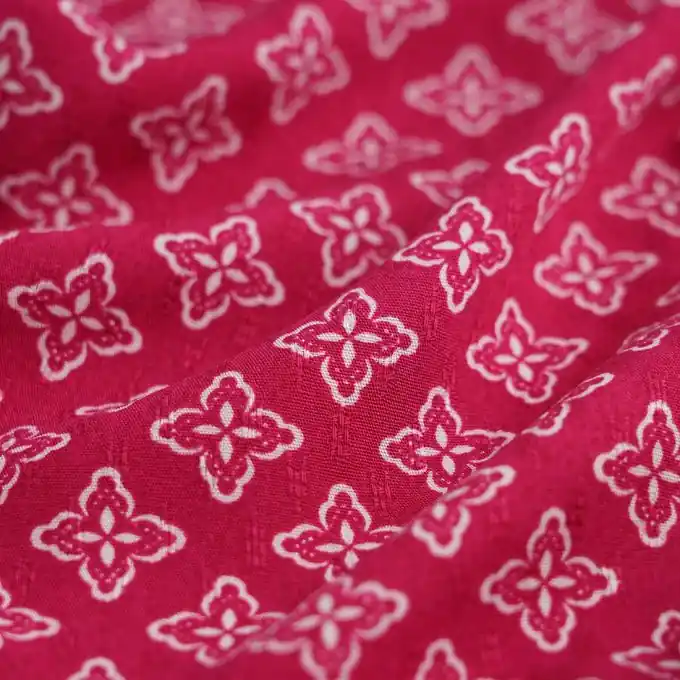 Stoff Jacquard Viskose Mandala Rosa Sichere Zahlung